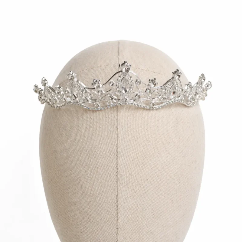 Tiara de fiesta corona cristal plateada