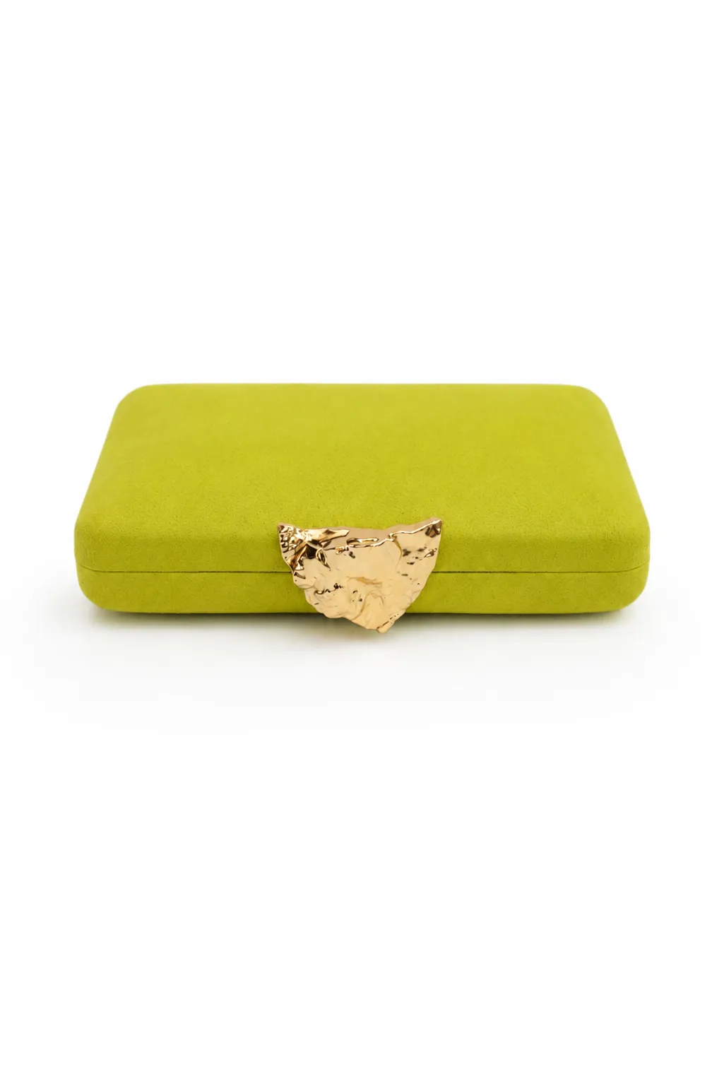Bolso clutch verde lima broche oro - Imagen 2