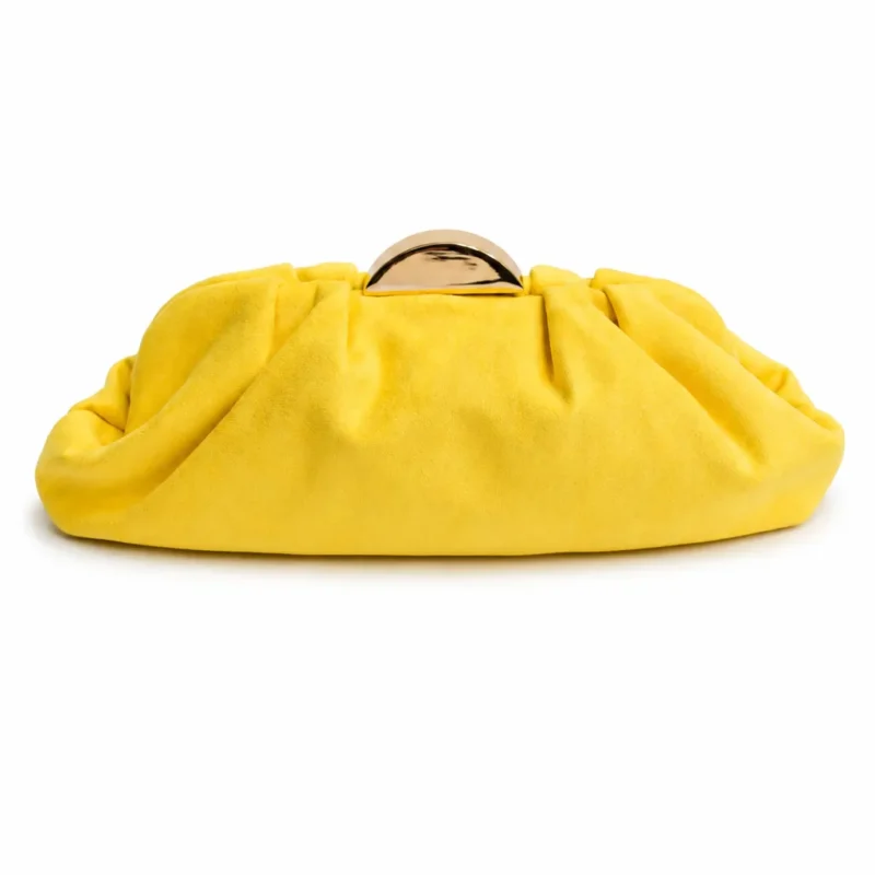 Clutch amarillo pliegues antelina