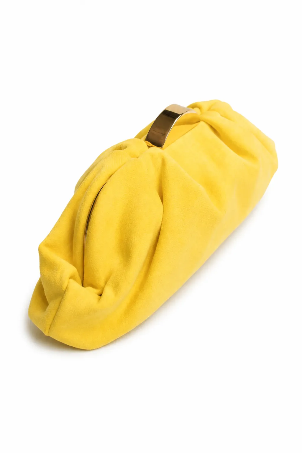 Clutch amarillo pliegues antelina - Imagen 2