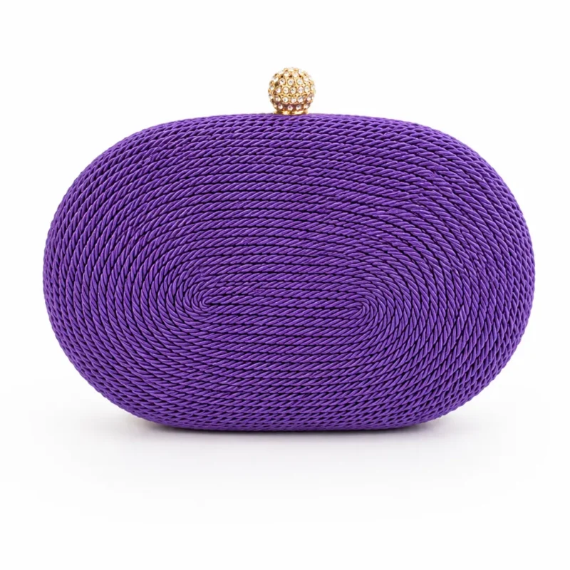 Bolso clutch cordón trenzado morado