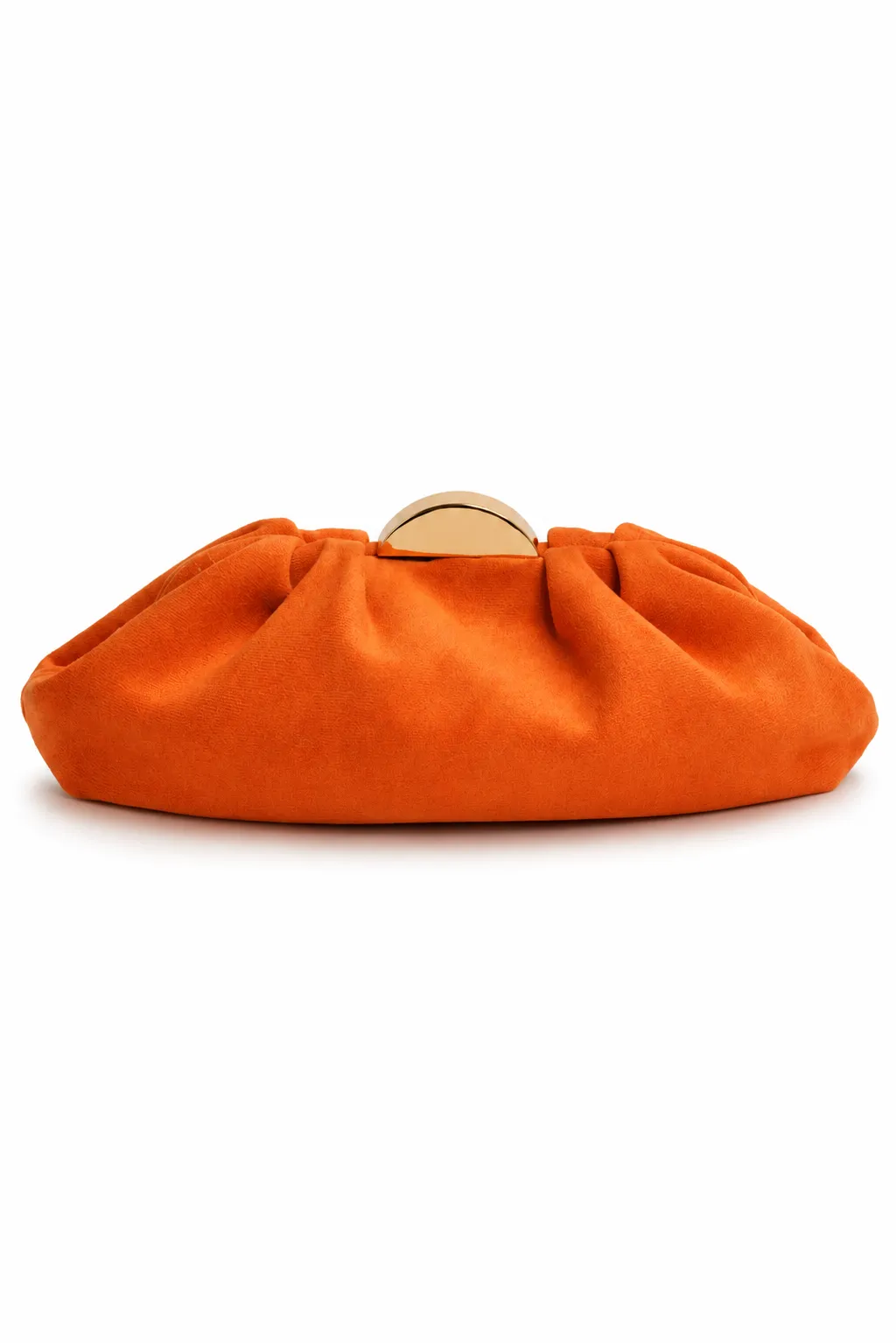 Clutch naranja pliegues antelina