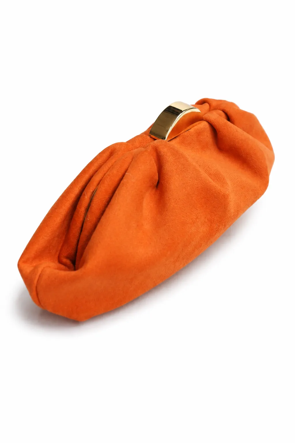 Clutch naranja pliegues antelina - Imagen 2