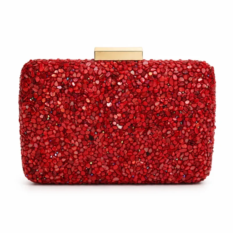 Bolso de fiesta clutch rojo pedrería
