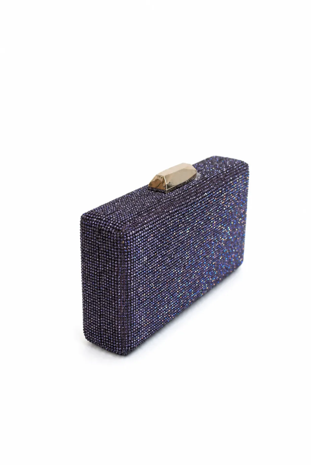 Bolso clutch morado brillo joya - Imagen 3
