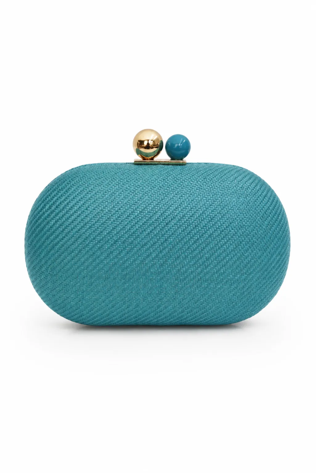 Bolso clutch turquesa efecto rafia