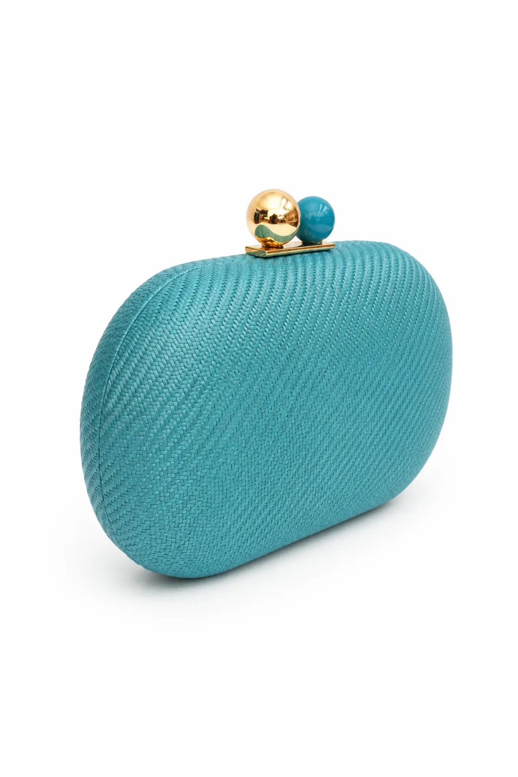 Bolso clutch turquesa efecto rafia - Imagen 2