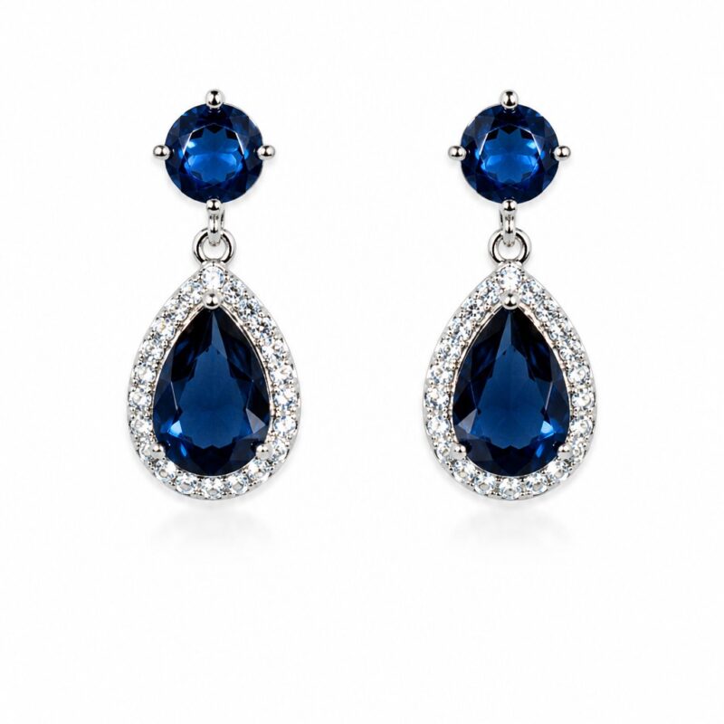Pendientes pequeños azul marino lágrima