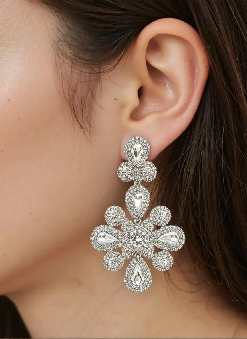 Pendientes grandes fiesta plateados - Imagen 2