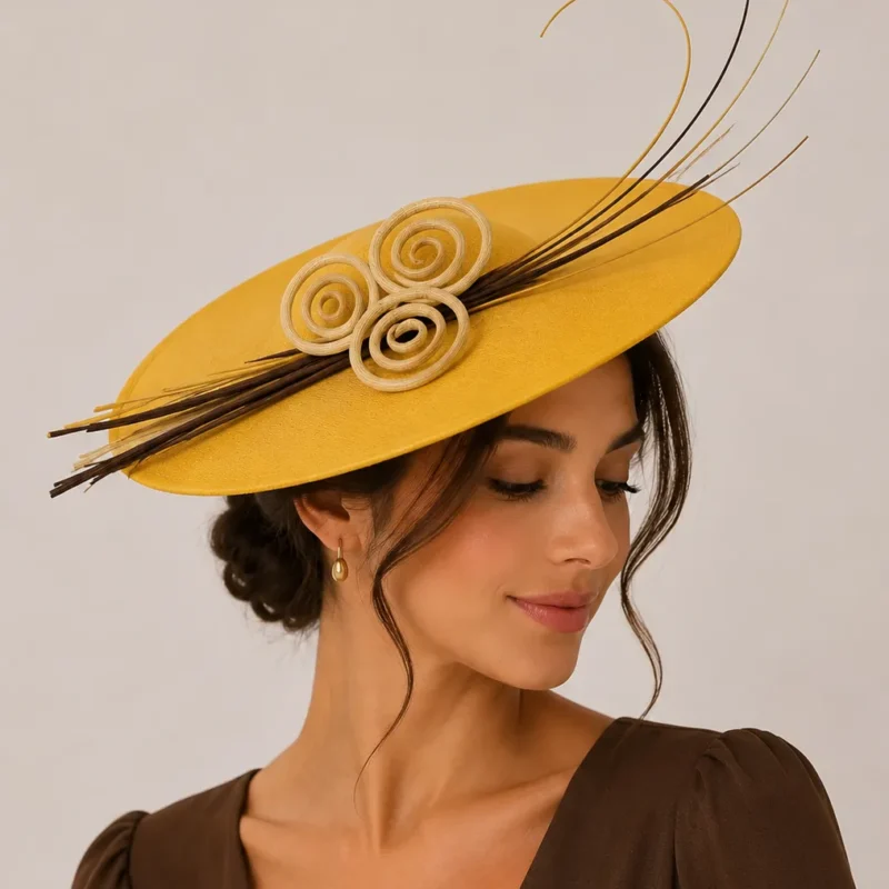 Tocado de fiesta amarillo raquis colores