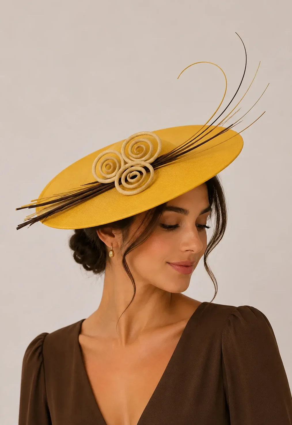 Tocado de fiesta amarillo raquis colores