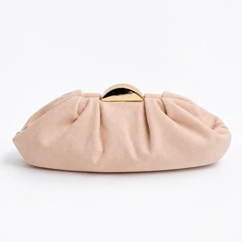 Clutch rosa nude pliegues antelina
