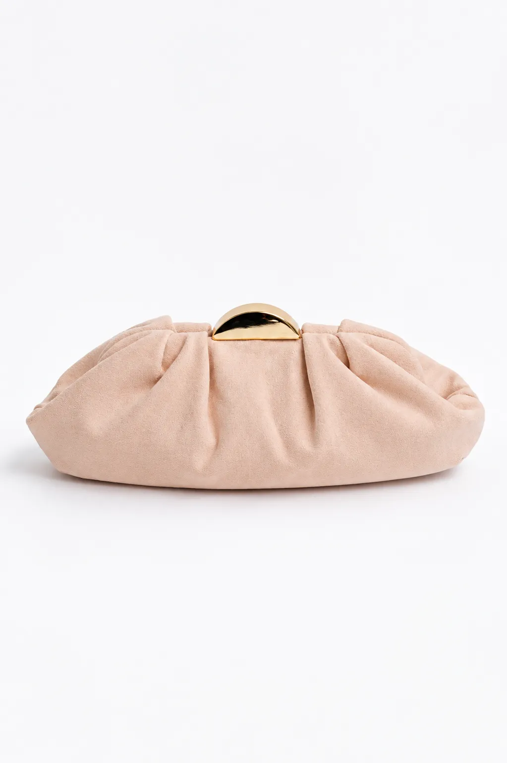 Clutch rosa nude pliegues antelina