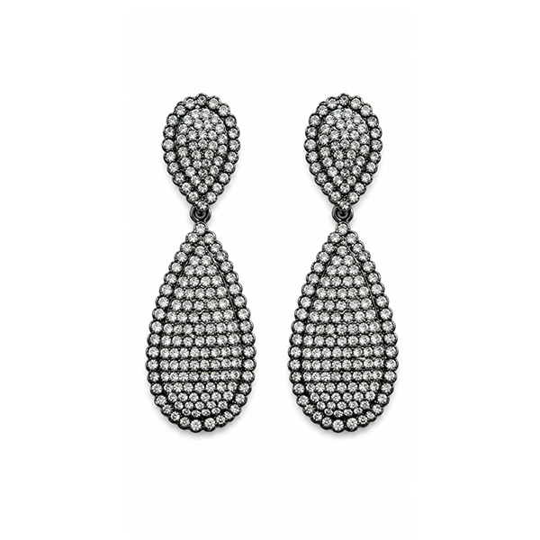 Pendientes plateados envejecidos pavé cristales