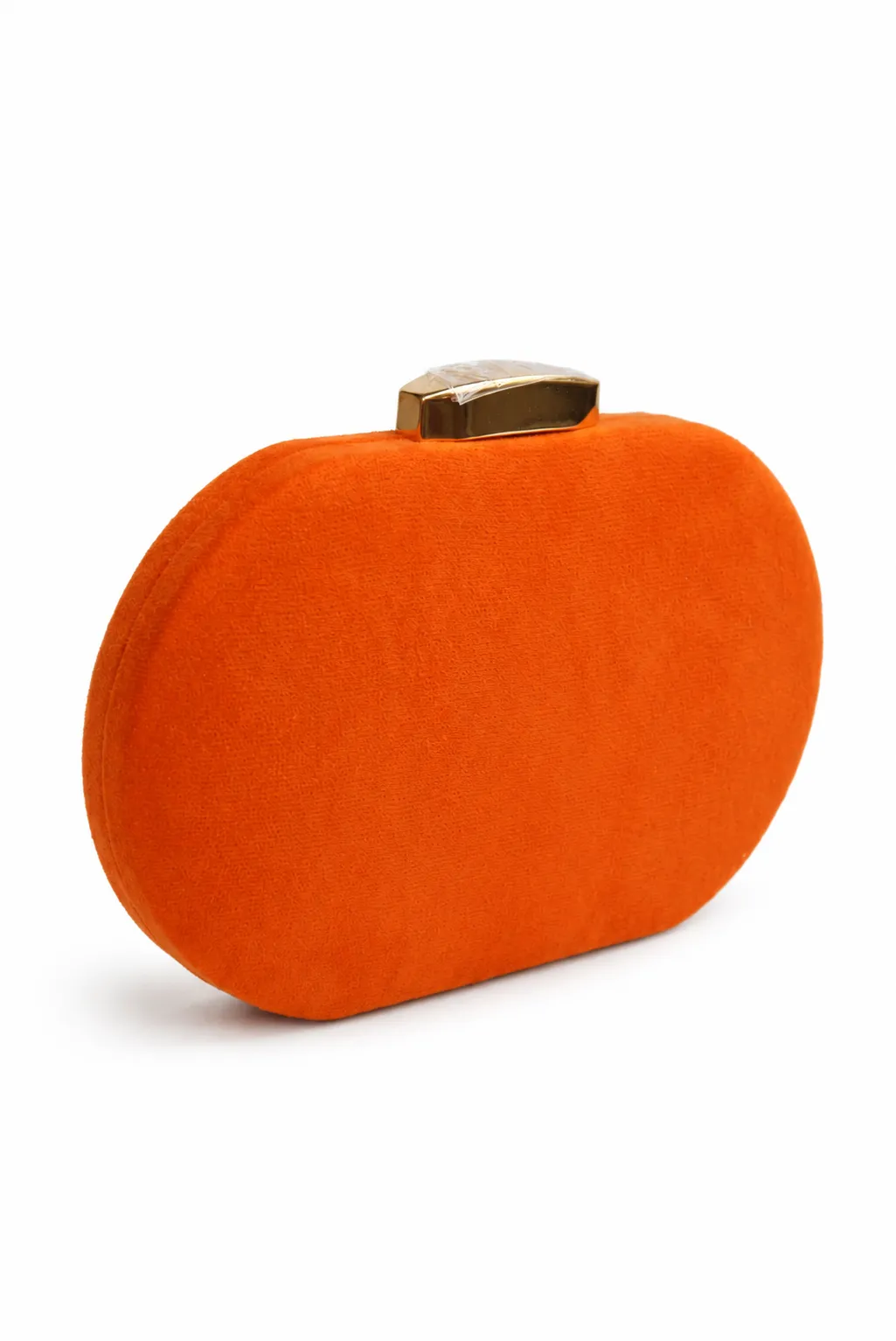 Clutch naranja ovalado broche dorado - Imagen 2