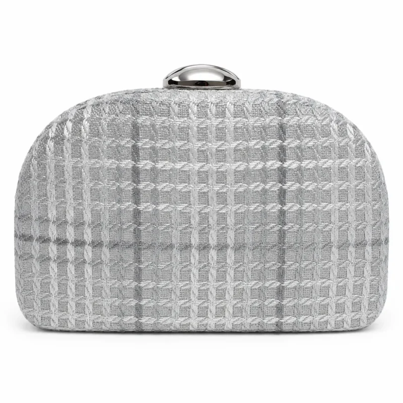 Clutch geométrico gris y plata