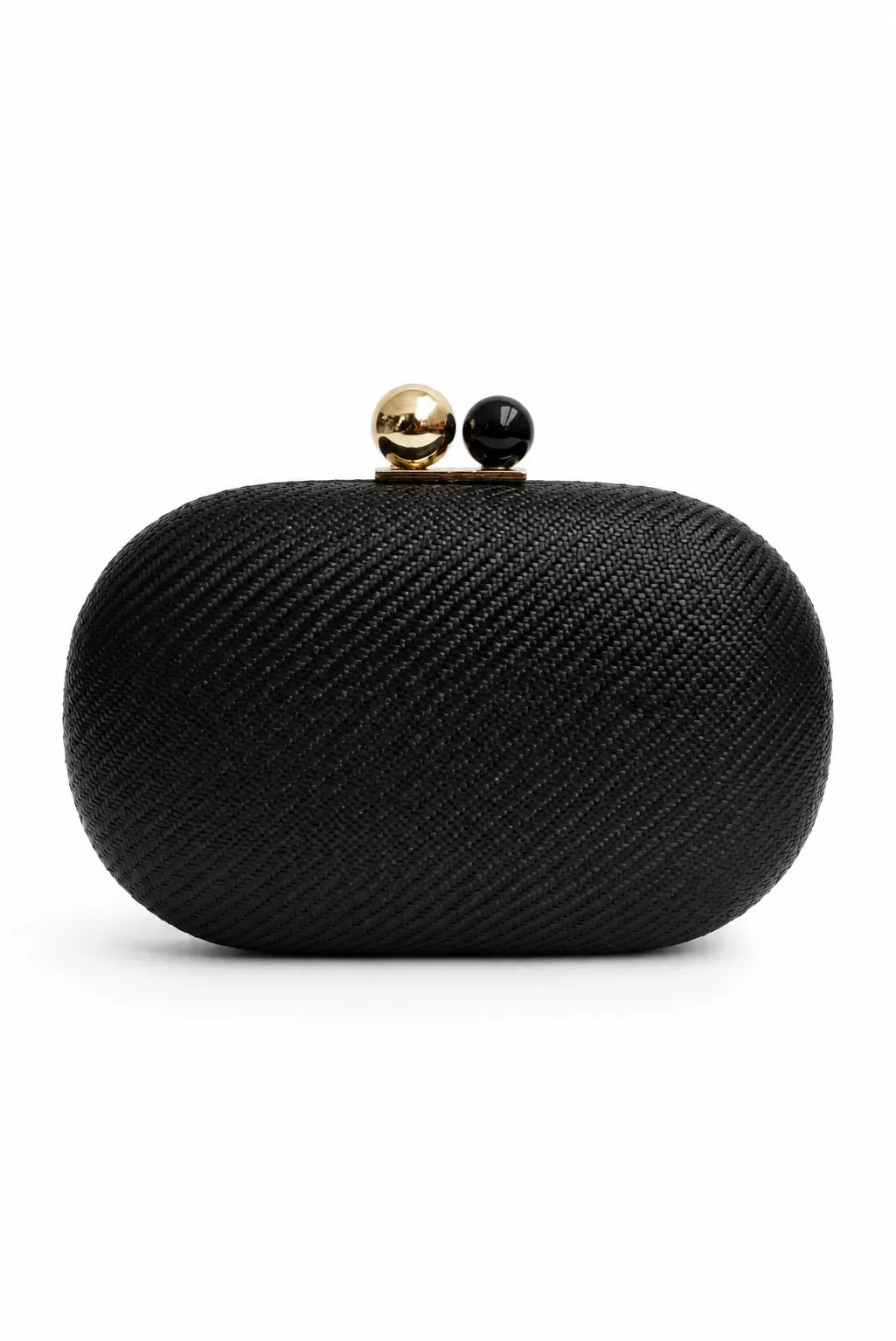 Bolso clutch negro efecto rafia