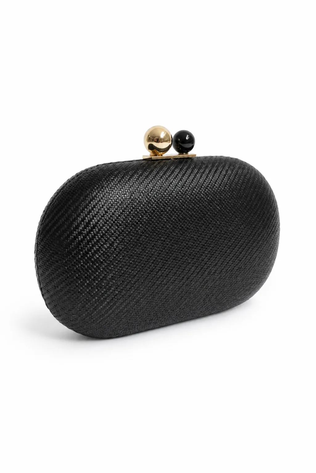 Bolso clutch negro efecto rafia - Imagen 2