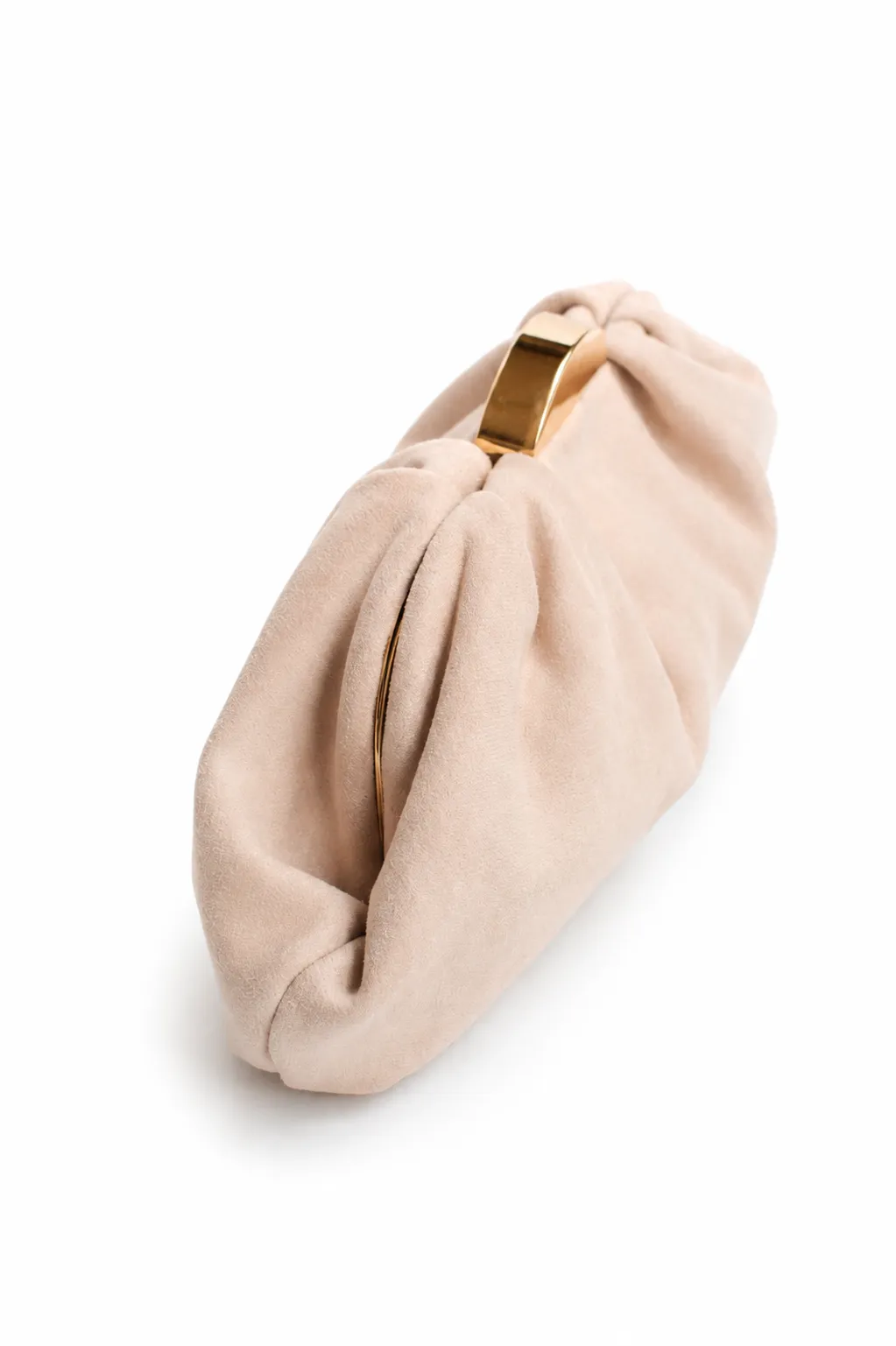 Clutch rosa nude pliegues antelina - Imagen 2