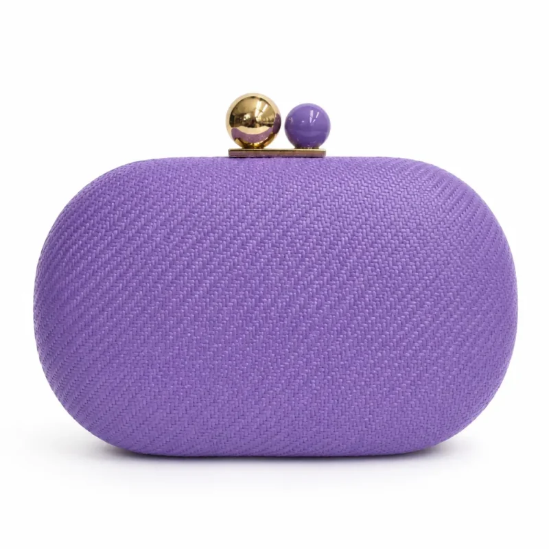Bolso clutch morado efecto rafia