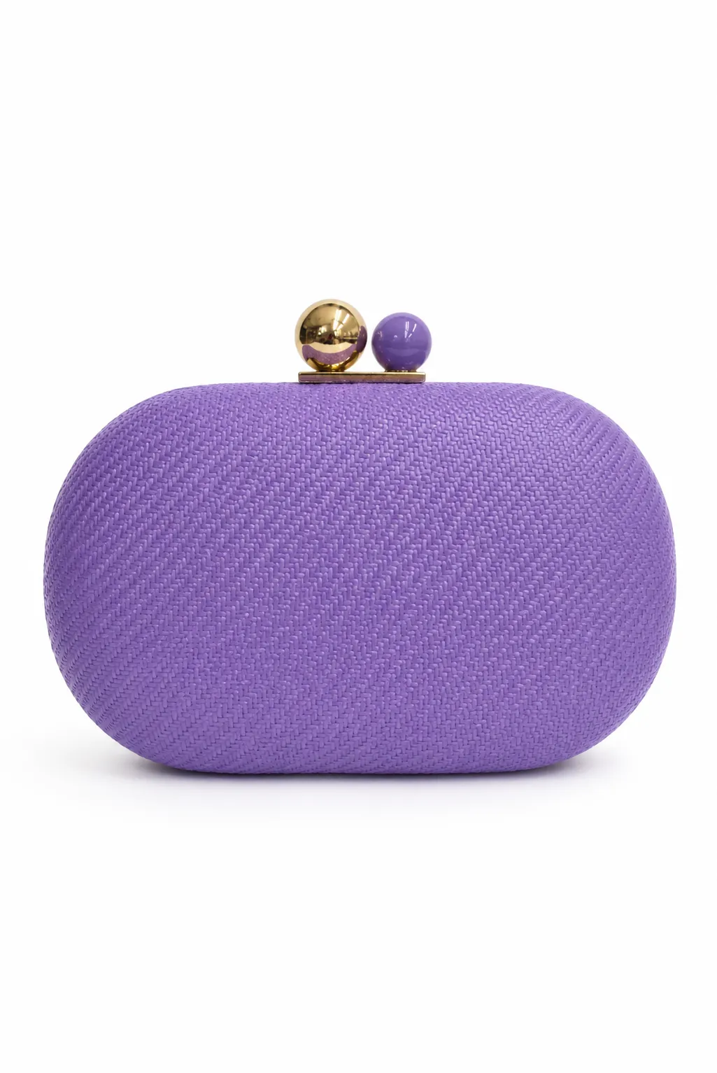 Bolso clutch morado efecto rafia