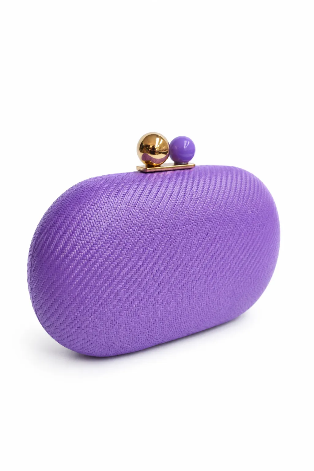 Bolso clutch morado efecto rafia - Imagen 2