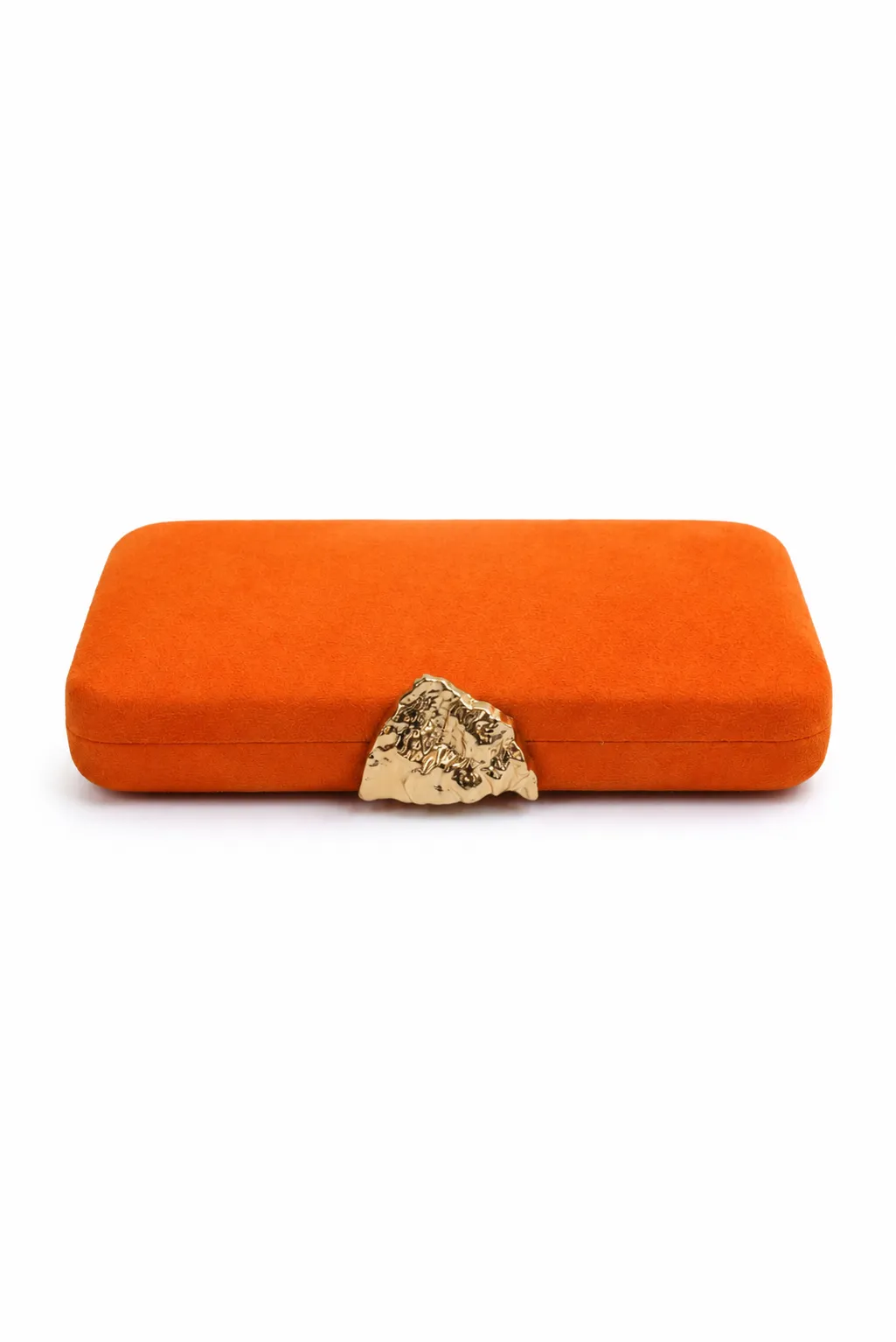 Bolso clutch naranja broche oro - Imagen 2