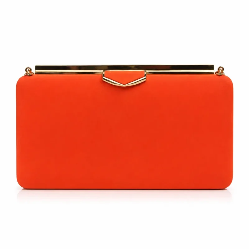 Bolso de fiesta clutch naranja satinado
