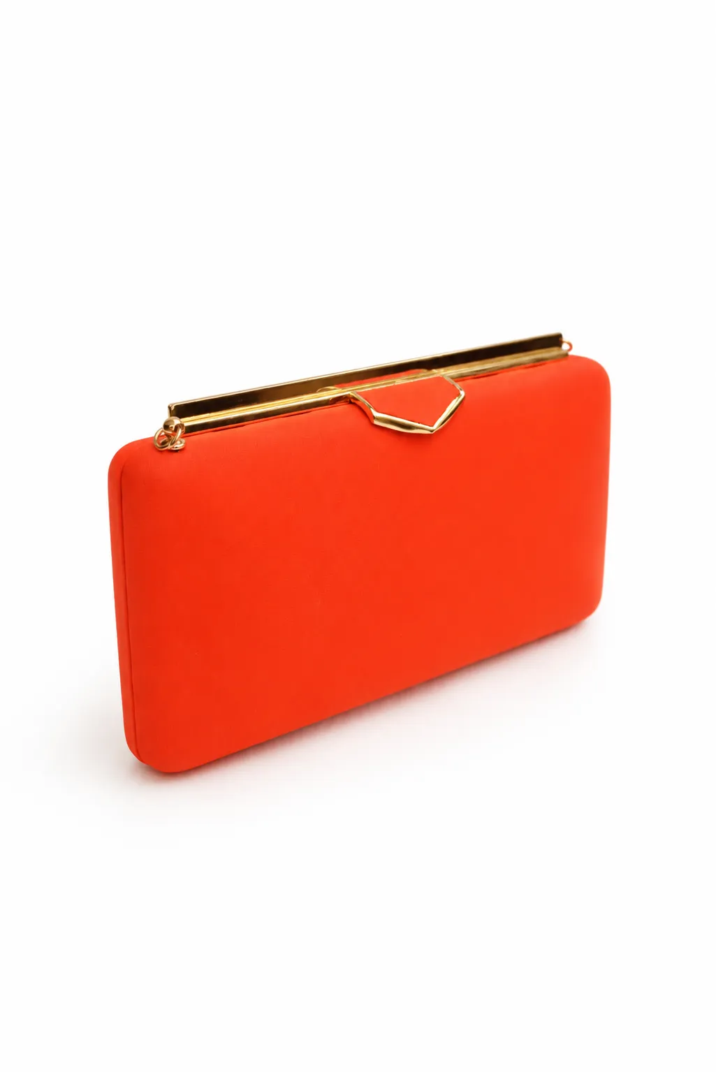 Bolso de fiesta clutch naranja satinado - Imagen 2