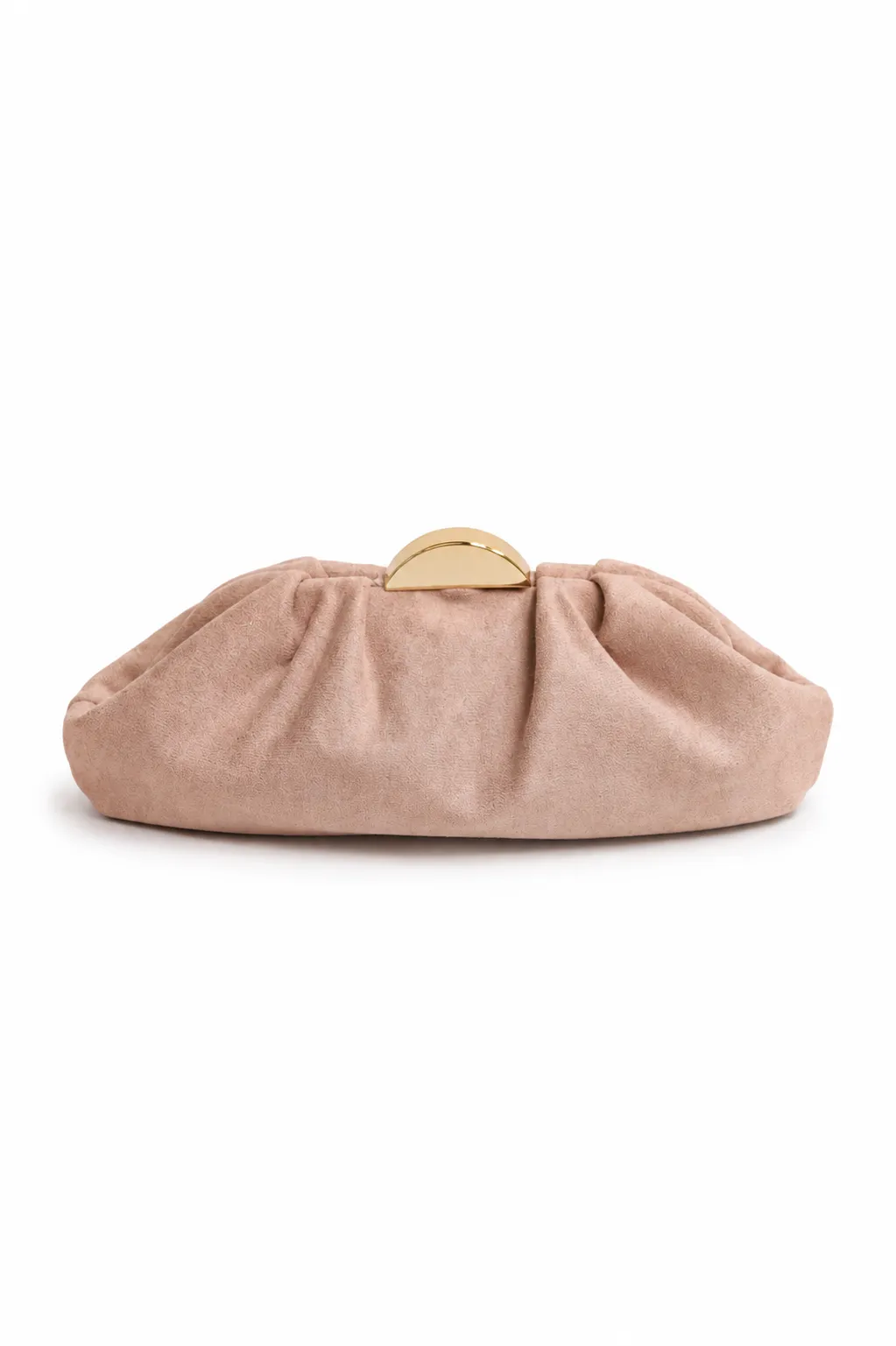 Clutch rosa empolvado pliegues antelina
