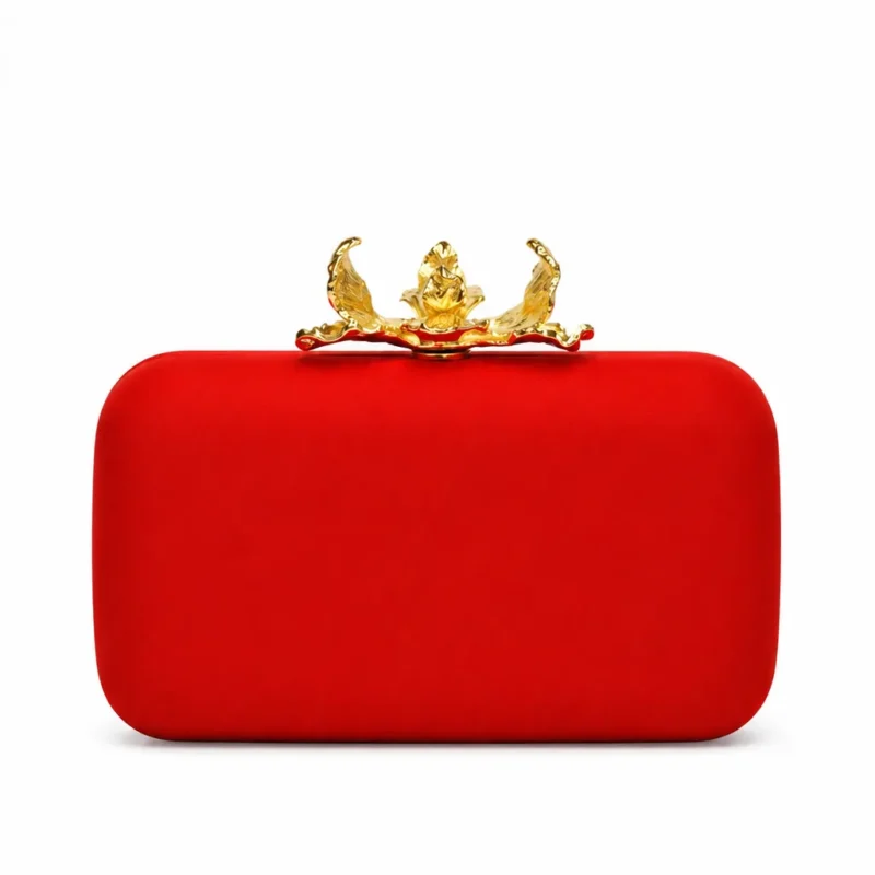 Bolso clutch rojo broche joya
