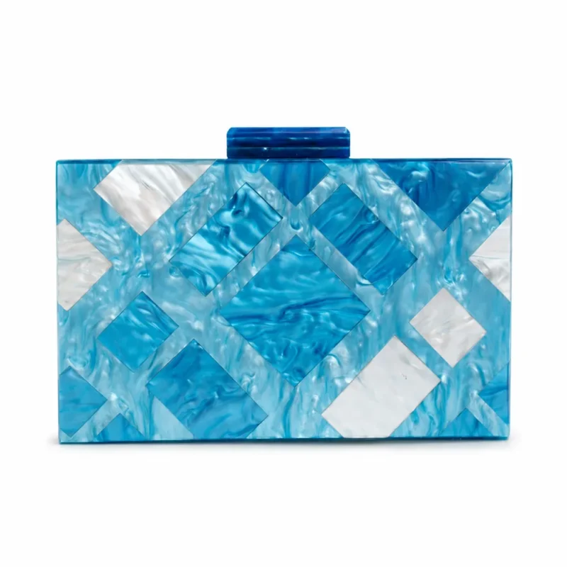 Bolso clutch azul geométrico nácar