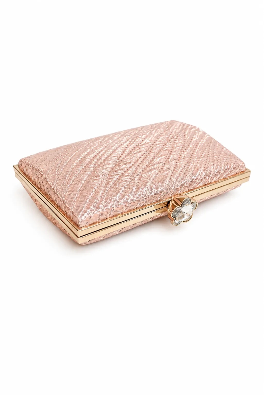 Bolso clutch rosa nude efecto brillo - Imagen 2