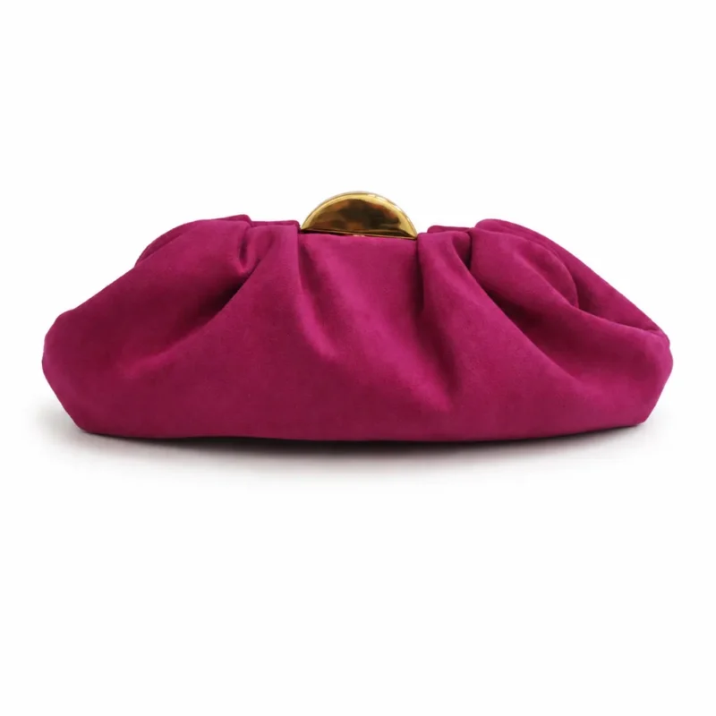 Clutch rosa fucsia pliegues antelina