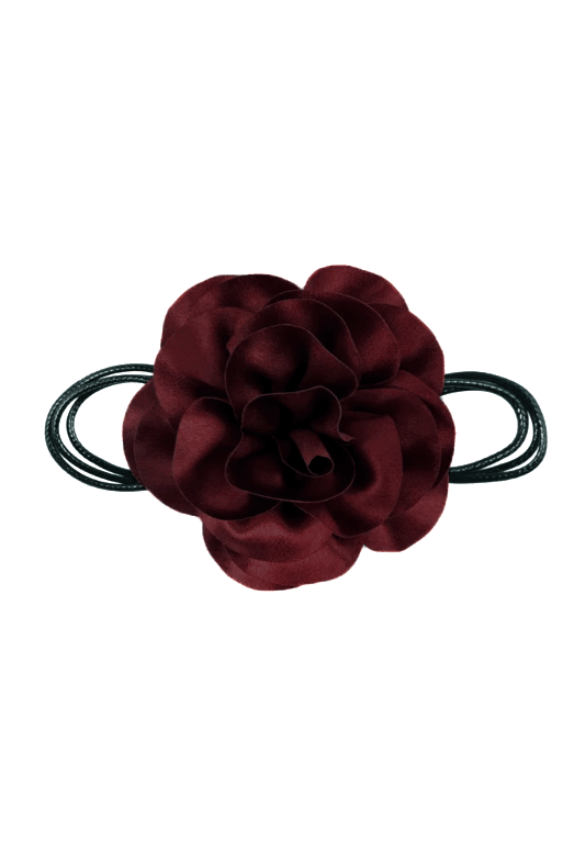 Collar flor burdeos