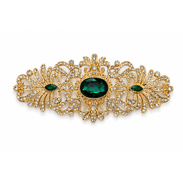 Broche pasador fiesta cristal verde