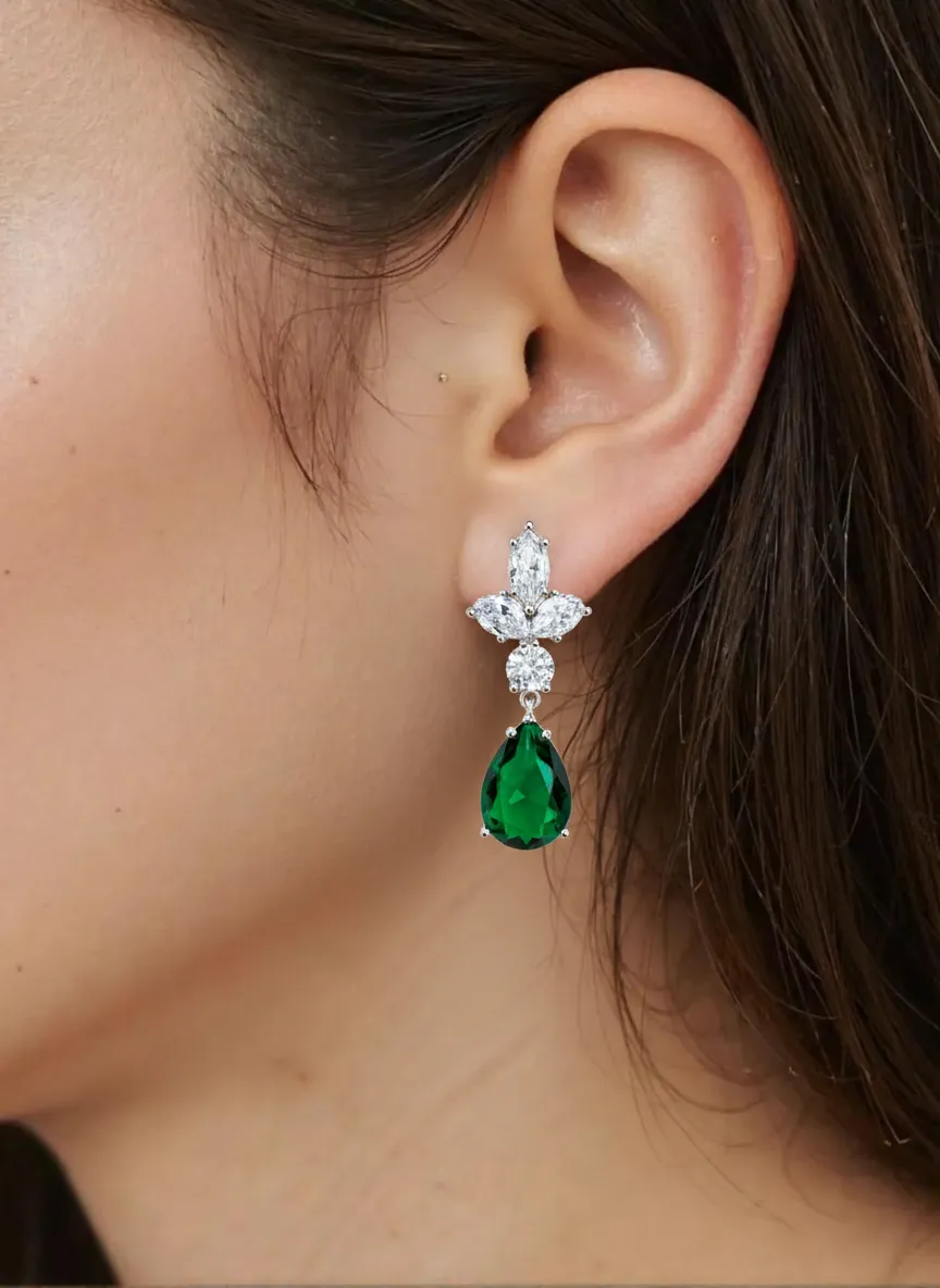 Pendientes cristal lágrima verde - Imagen 2