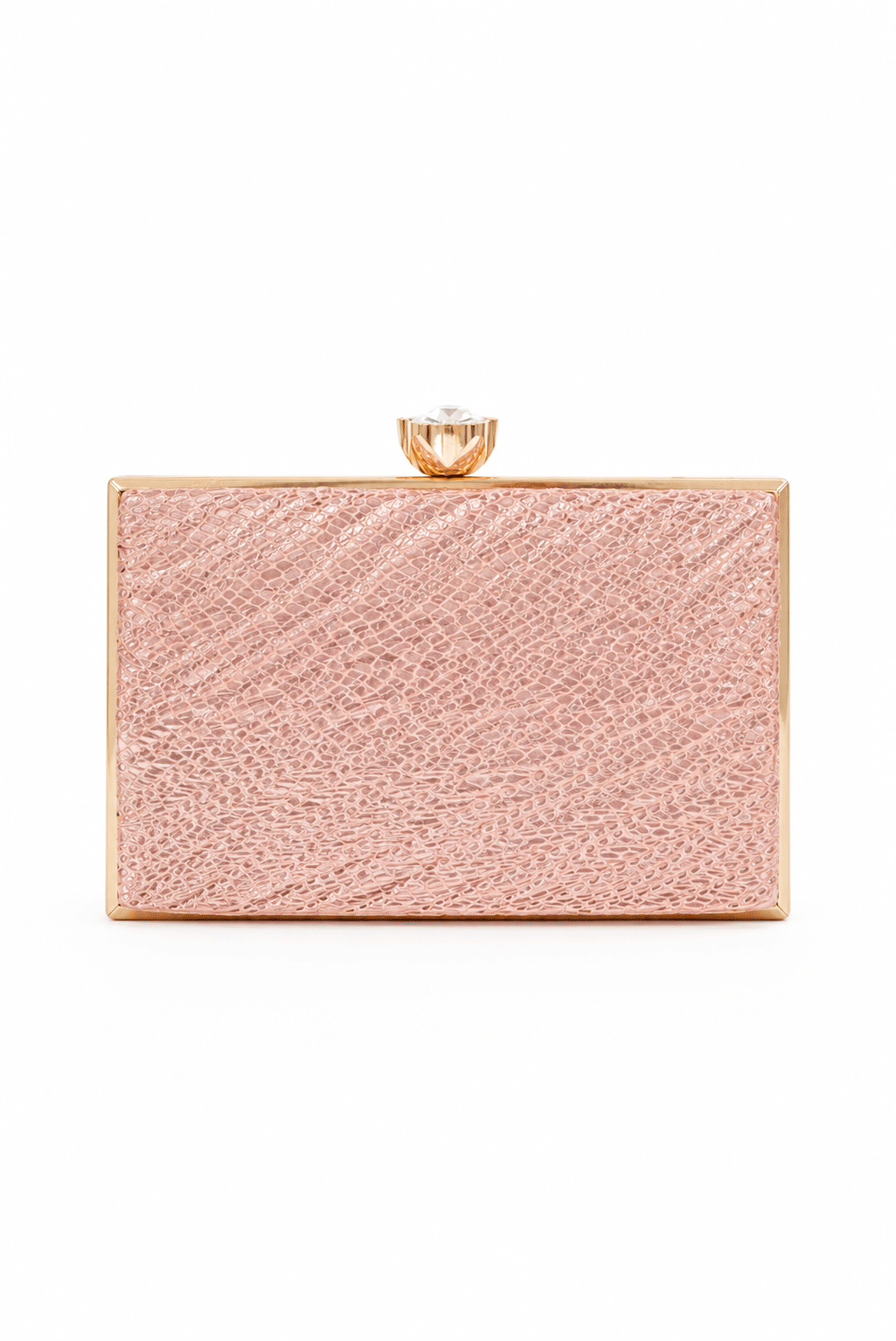 Bolso clutch rosa nude efecto brillo
