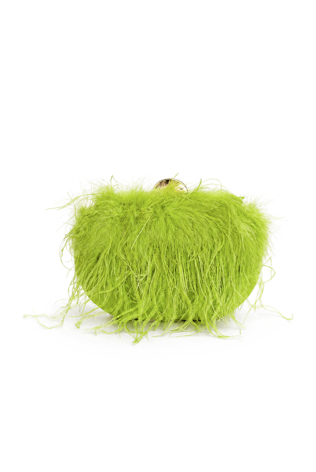 Bolso clutch verde lima plumas