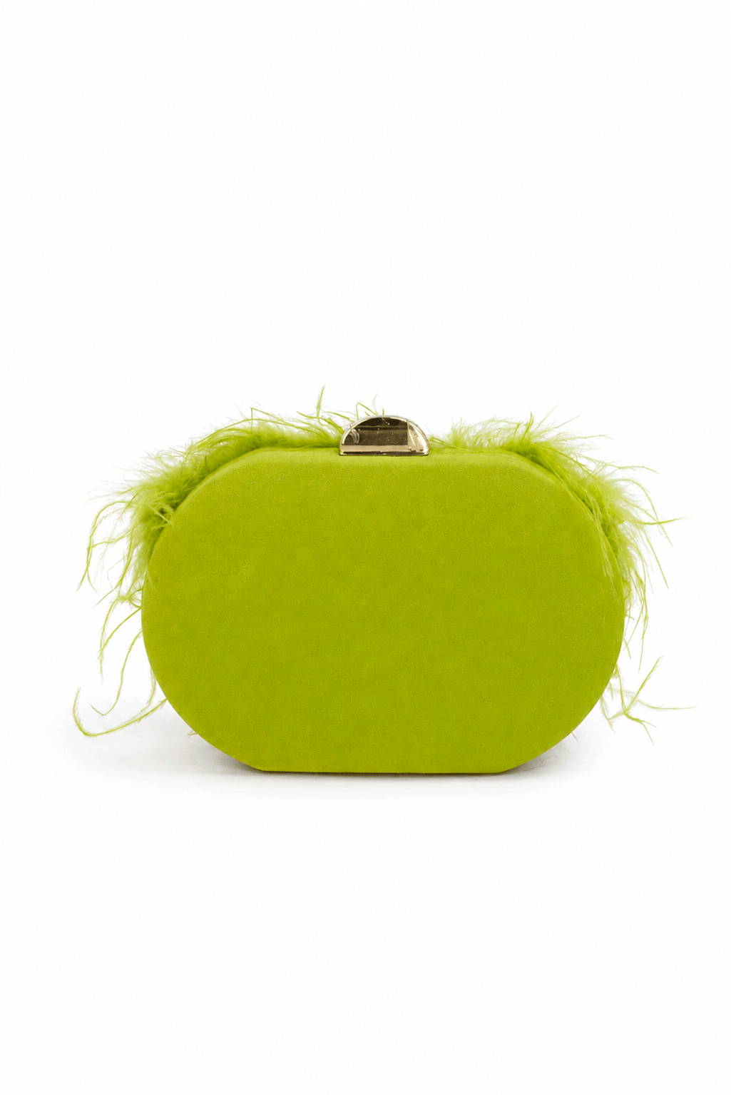 Bolso clutch verde lima plumas - Imagen 2