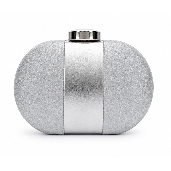 Bolso clutch ovalado combi plateado