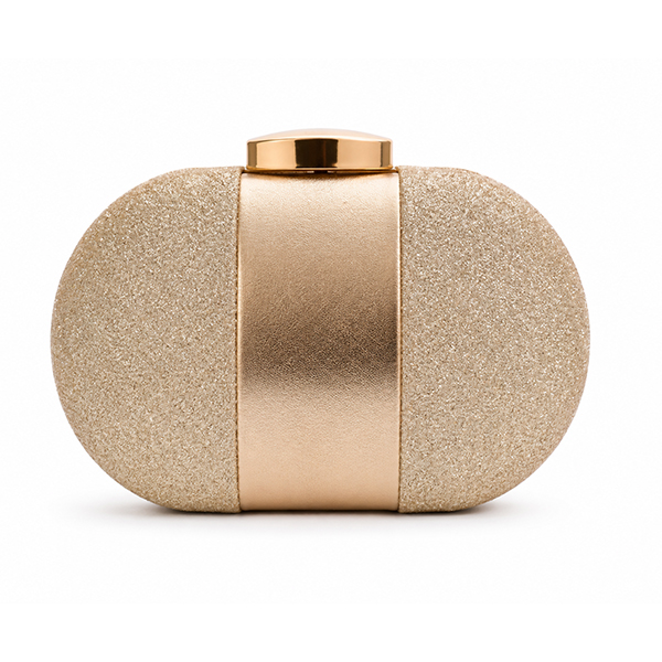 Bolso clutch ovalado combi oro rosa