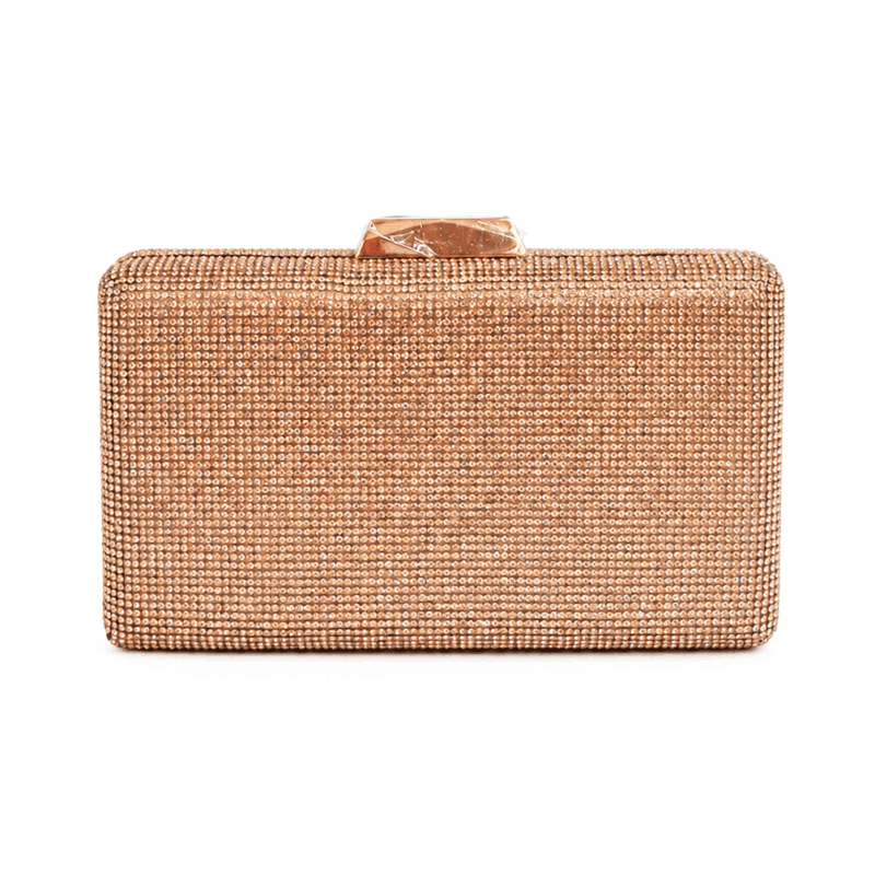 Bolso clutch oro rosa brillo joya