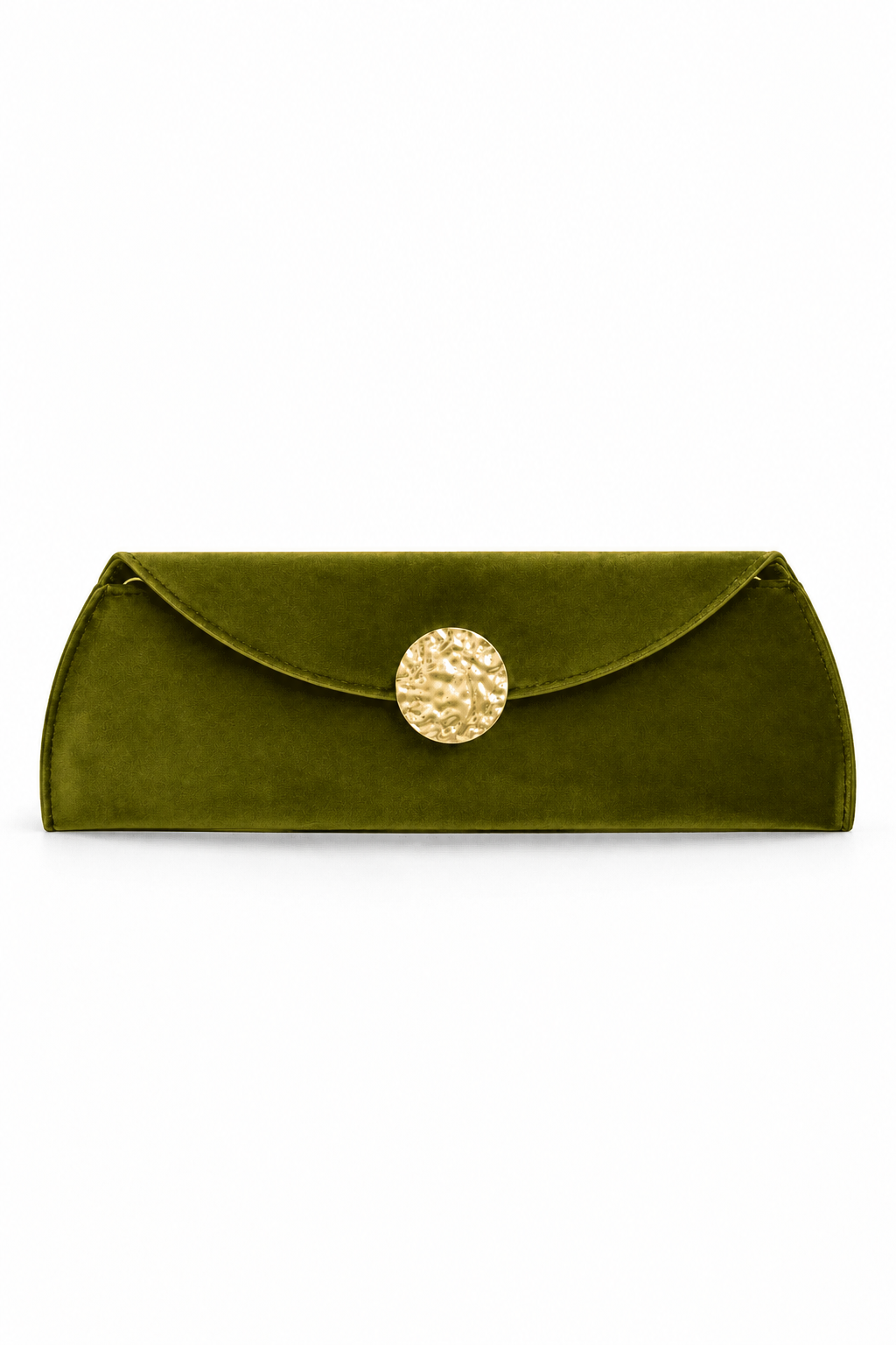 Bolso clutch baguette terciopelo verde oliva