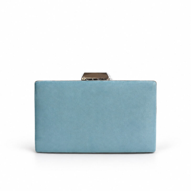 Bolso clutch azul agua con dorado