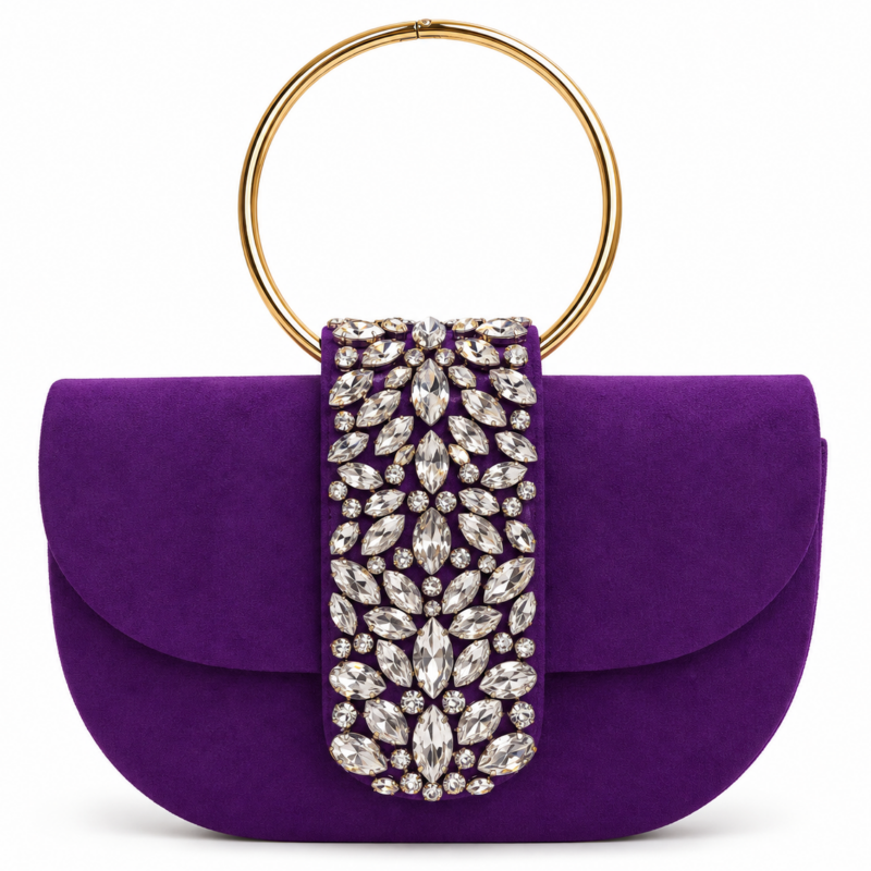Clutch morado broche joya asa