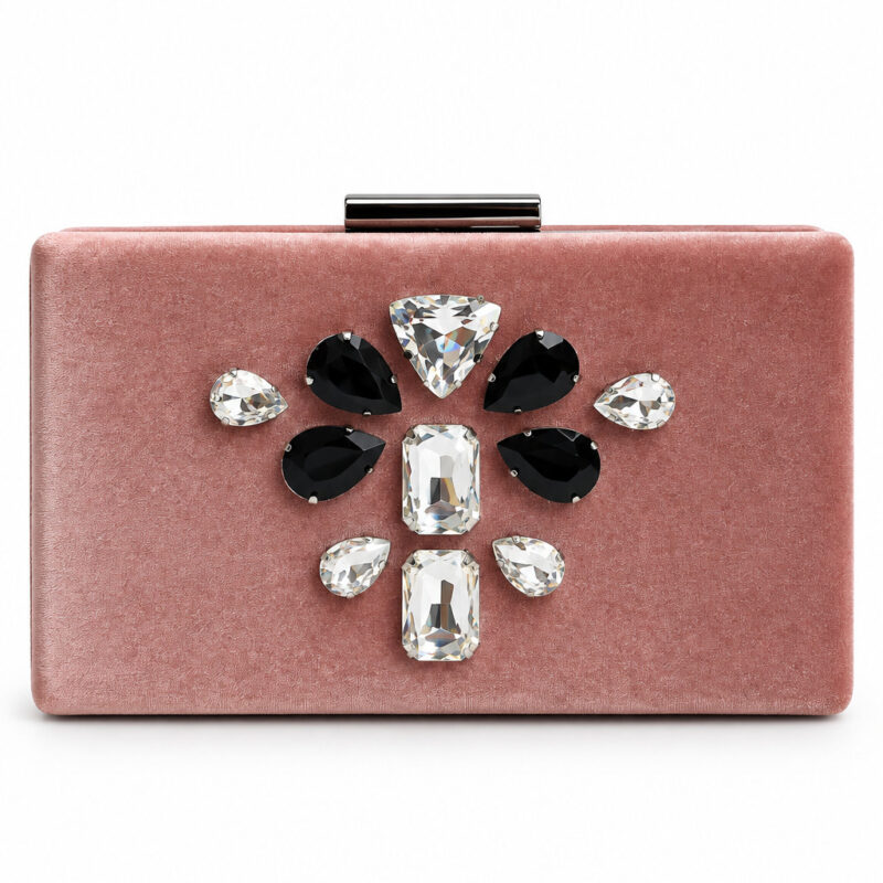 Clutch velvet joya rosa nude terciopelo