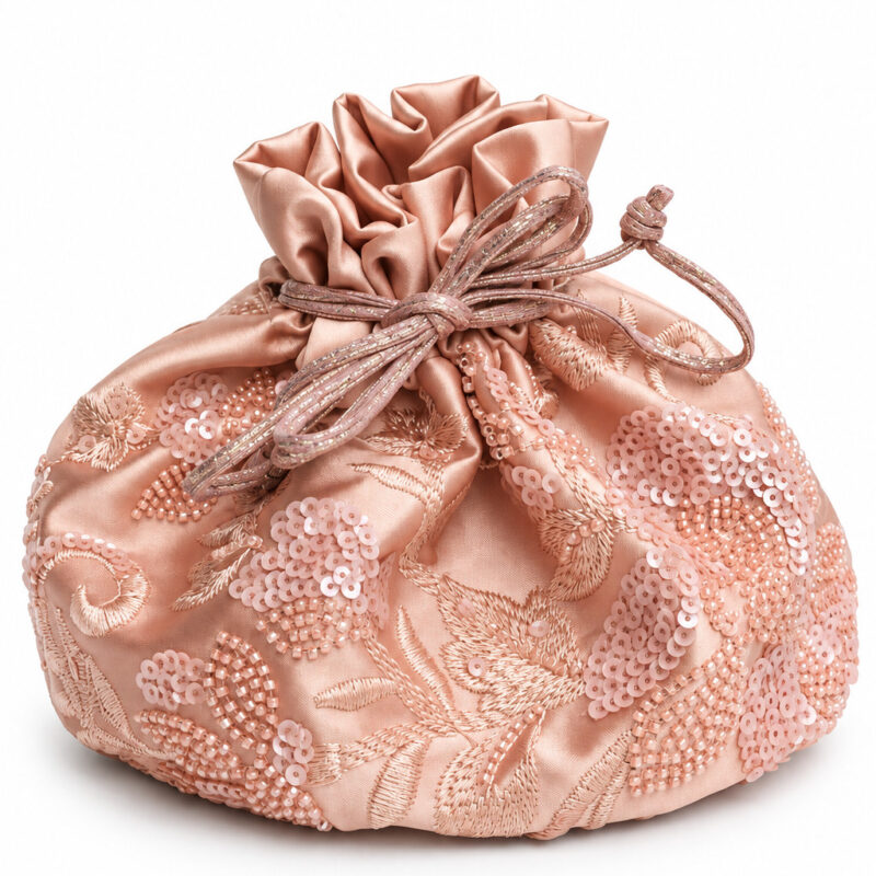 Bolso bombonera rosa nude bordada