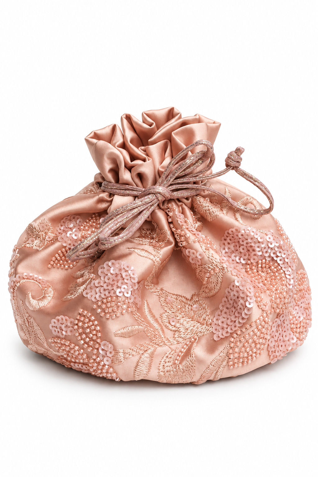 Bolso bombonera rosa nude bordada