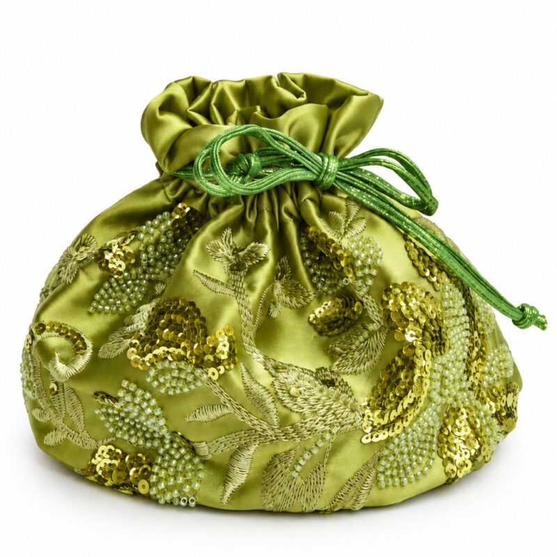 Bolso bombonera verde oliva bordada